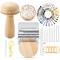 Mini Darning Mushroom for Socks 14 Hooks Small Speedweve Style Weaving Darning Loom with 9 Pcs Large Eye Needles 50 Colors Thread for Handcraft DIY Weaving Repair Tool